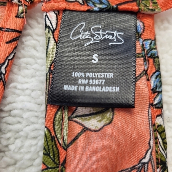 City Streets Wide Leg Orange Romper with Floral Pattern Women's Size Small - Picture 3 of 5